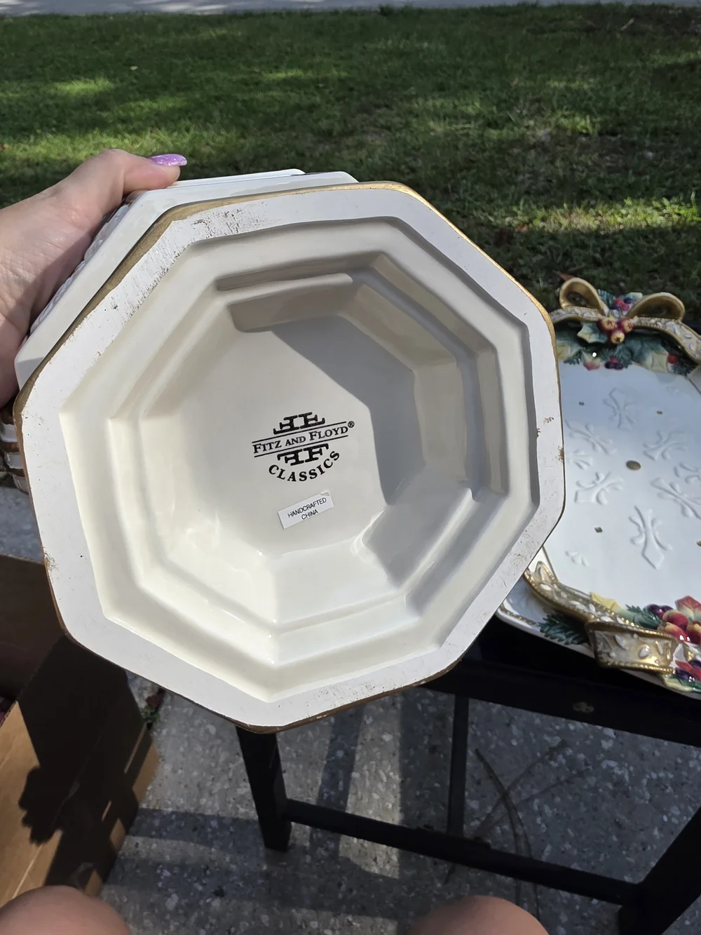 VTG And Floyd Snowy Woods Christmas Compote Bowl With Lid And Serving Tray!!